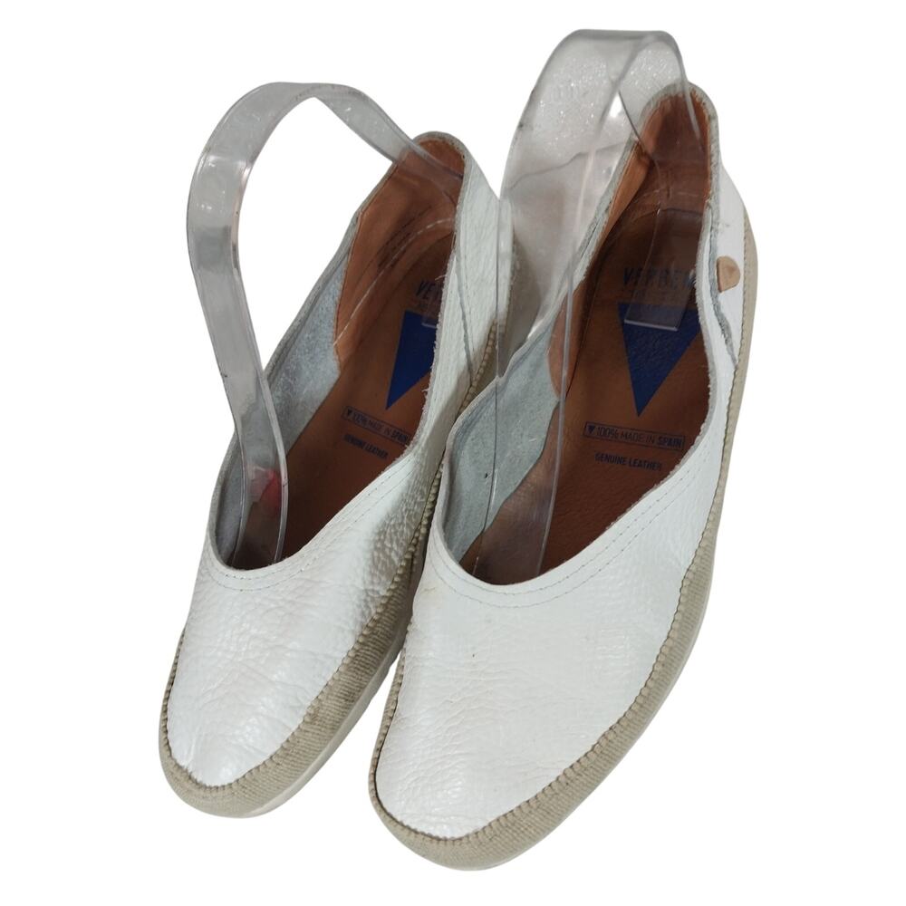 White Leather Slingback Flats